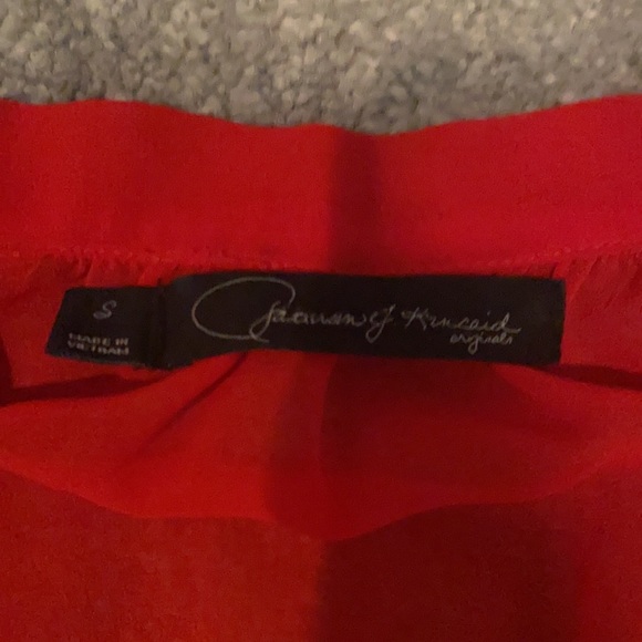 Red sheer ballon sleeve top- - Picture 2 of 2